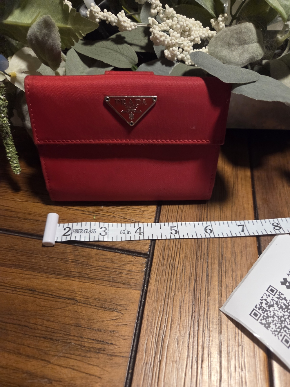 Prada Red Triangular Logo Compact Wallet - Picture 3 of 10